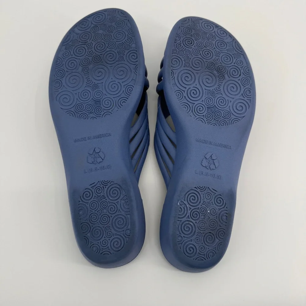 Okabashi Womens Georgia Cross-Strap Slide Sandals Indigo Blue Size L 9.5-10.5